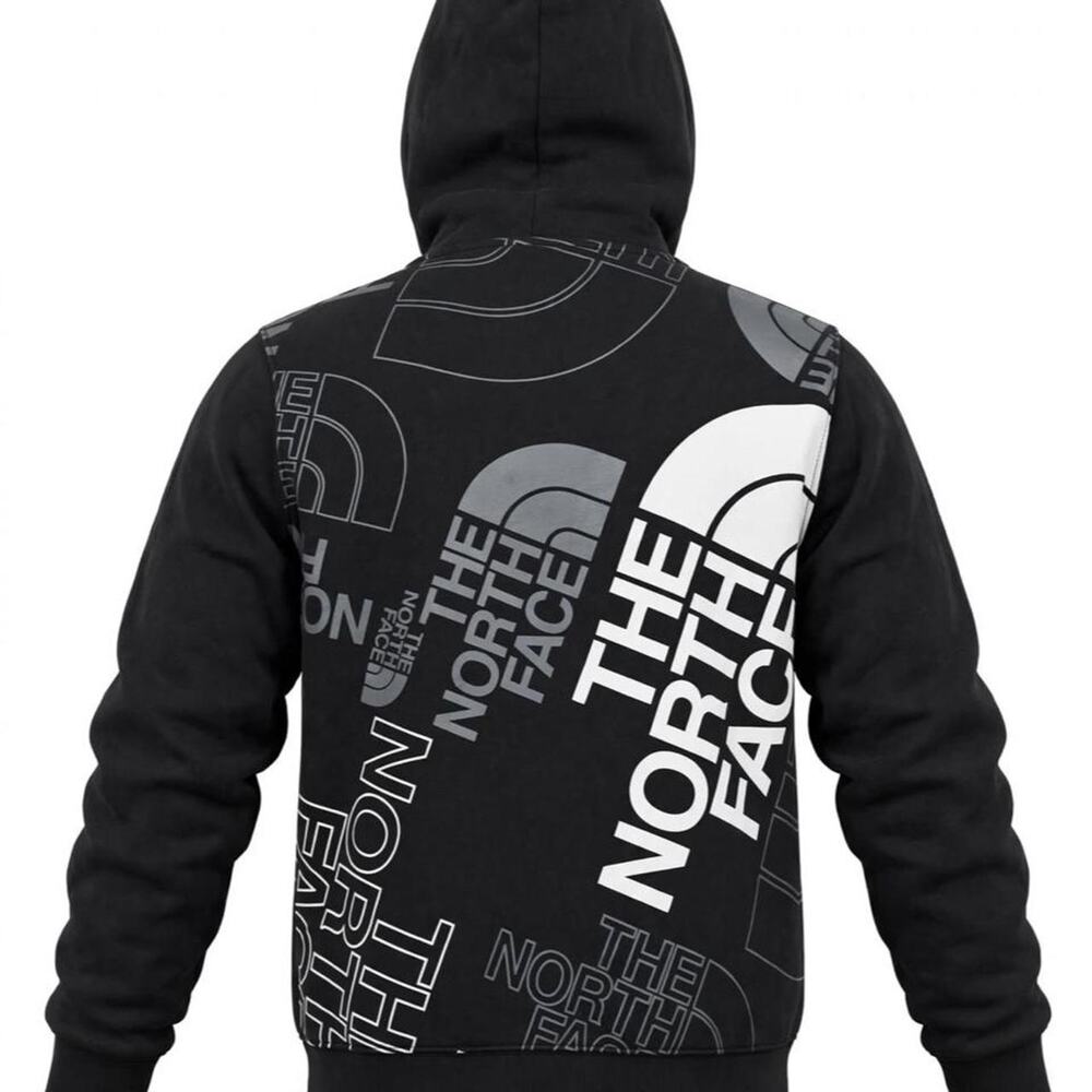 The North Face Half Dome AOP Hoodie Mens Small S Black All Over Print Back Logo